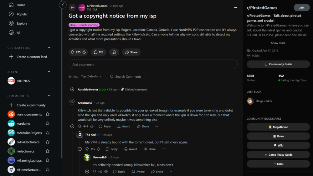 Reddit feedback about NordVPN’s kill switch failing