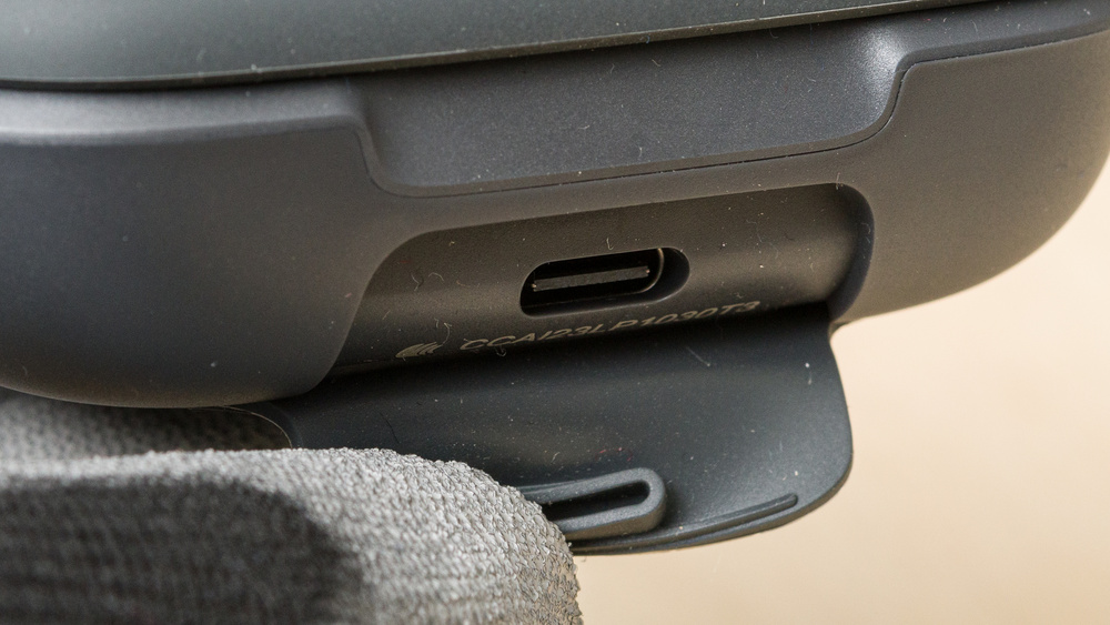 The Sennheiser MOMENTUM Sport's case has a covered USB-C port, to protect it from the elements.