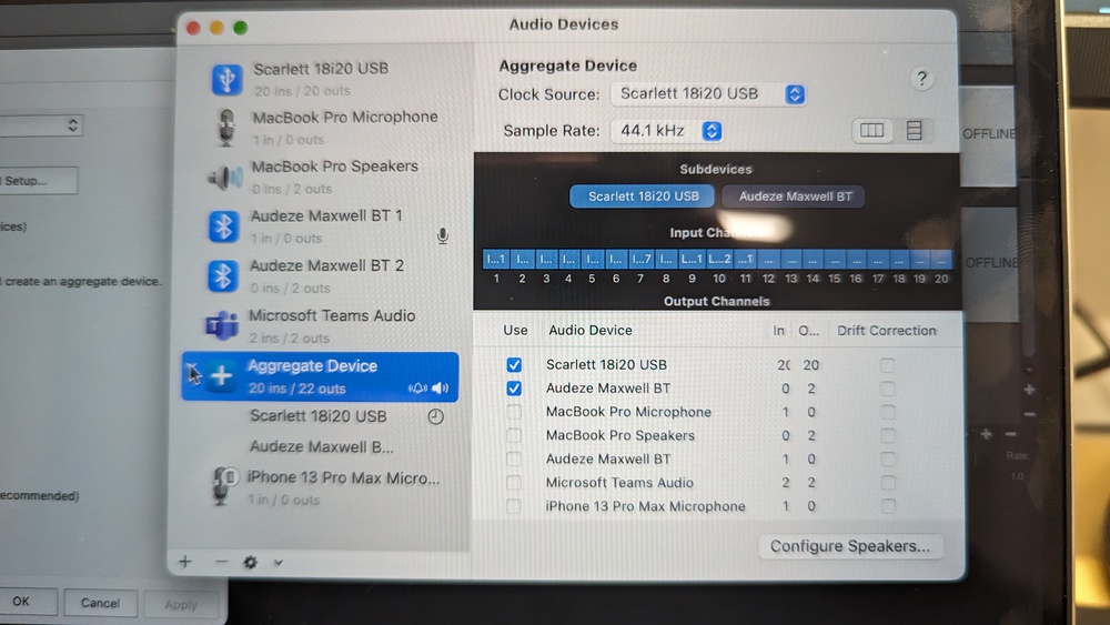Setting up an aggregate device in macOS