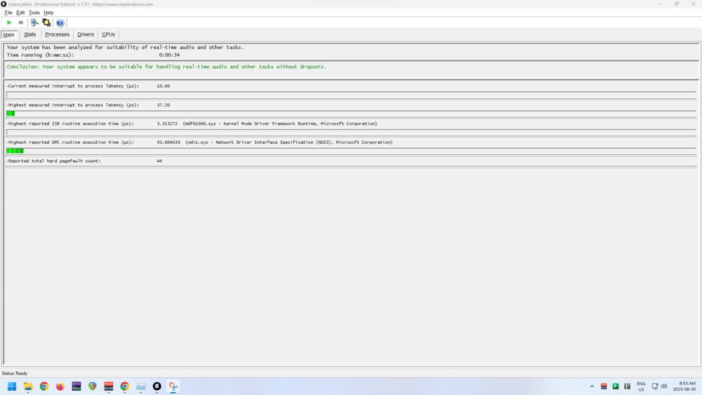 LatencyMon checks on our latency testing PC