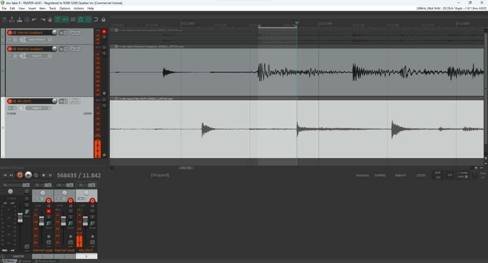 Both loops being compared in Reaper