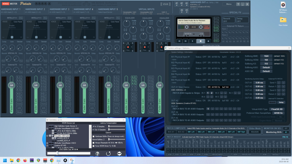 Voicemeeter Potato being used to match buffer sizes
