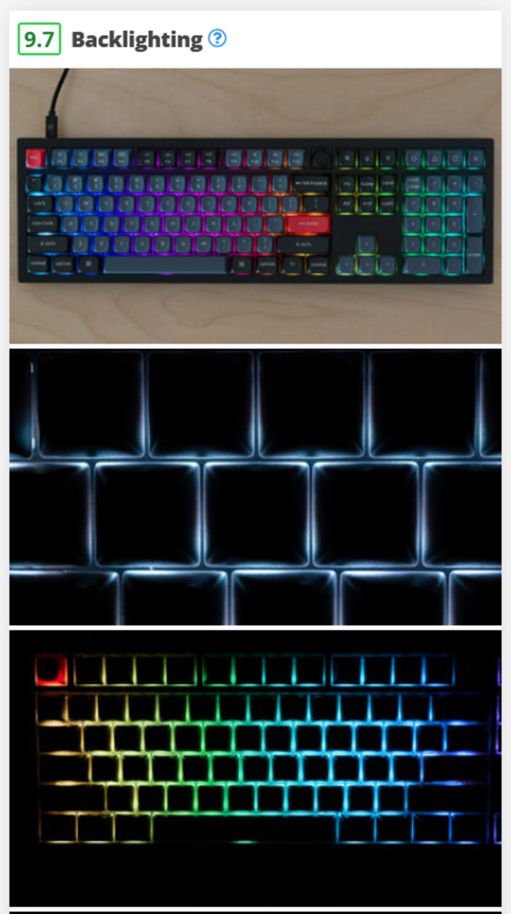 The Keychron Q6 with our old Backlighting test results