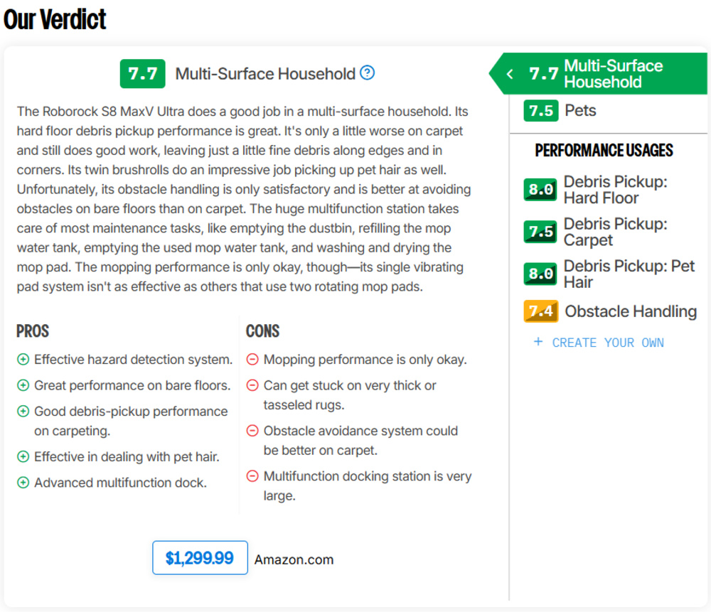 RTINGS.com's Verdict Section for Robot Vacuums 1.0
