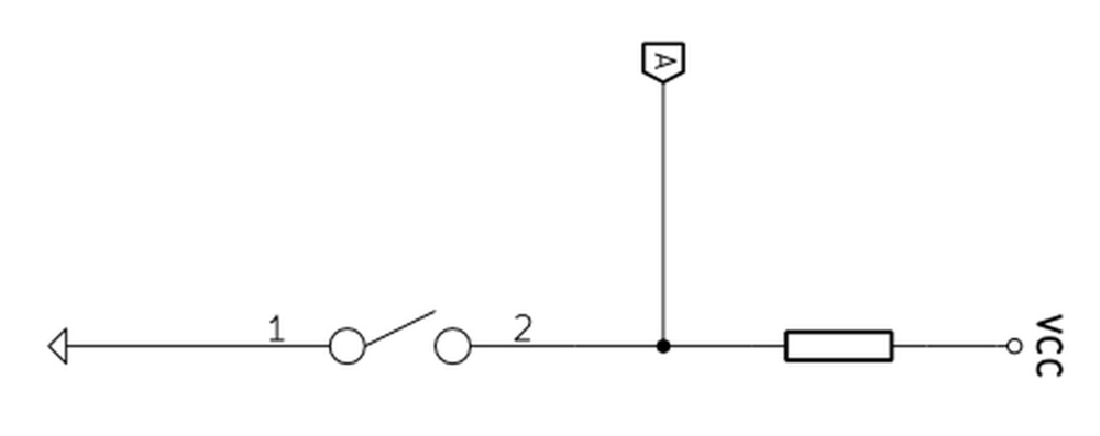 Simple button circuit with pull-up resistor.