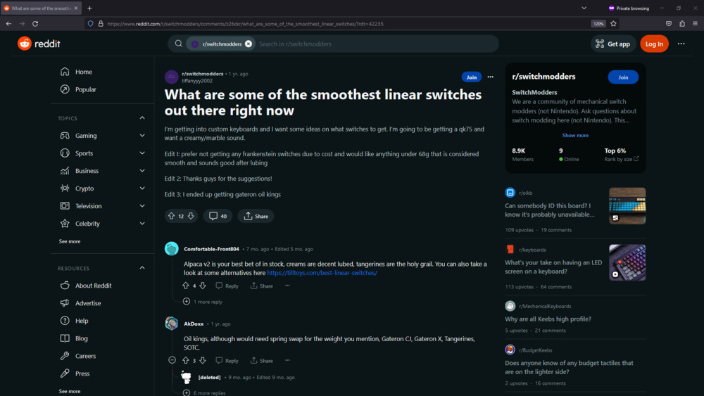 Smoothness being used as a main purchase criterion.