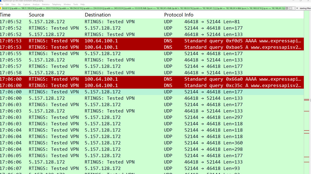 A screenshot showing the previous test results for ExpressVPN.