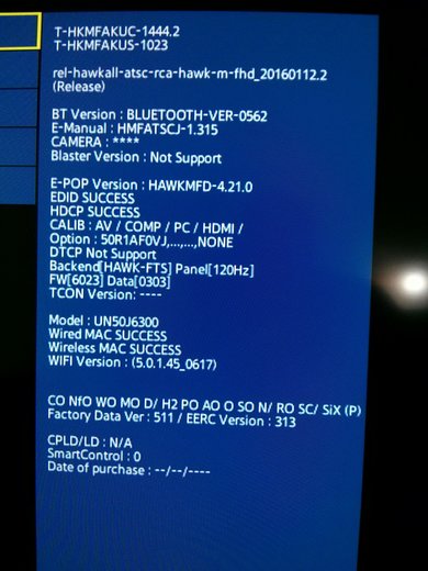 50 inch panel code